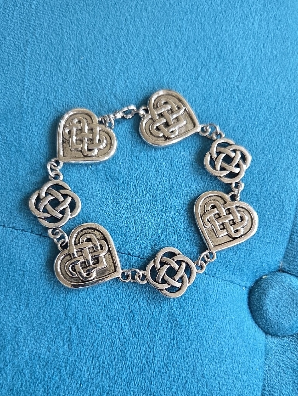 Silver-Tone Celtic Heart Link Bracelet - Women's Jewelry